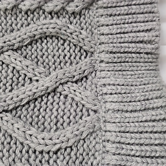 Anthropologie English Factory Wht/Gray Cable Knit Puff Sleeve Tier Ruffle Dress - Picture 16 of 17